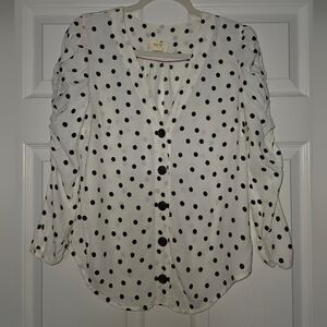 Moving Sale! { Maeve By Anthropologie Black And White Polka Dot Blouse Size S